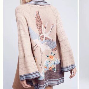 * | Anthropologie | HWR Monogram Embroidered Crane Cardigan. Size S.